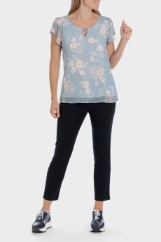 Blusa azul estampada